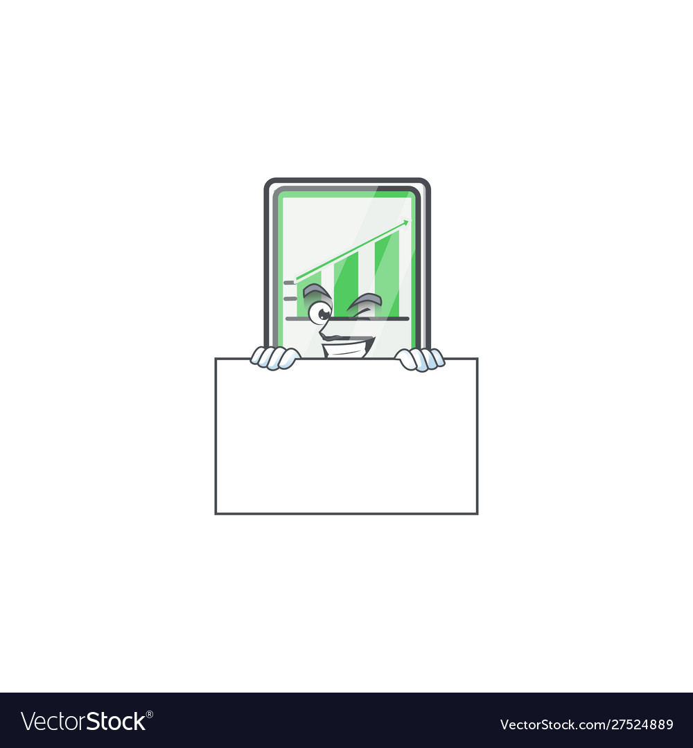 Grinning with board up chart vertical tablet