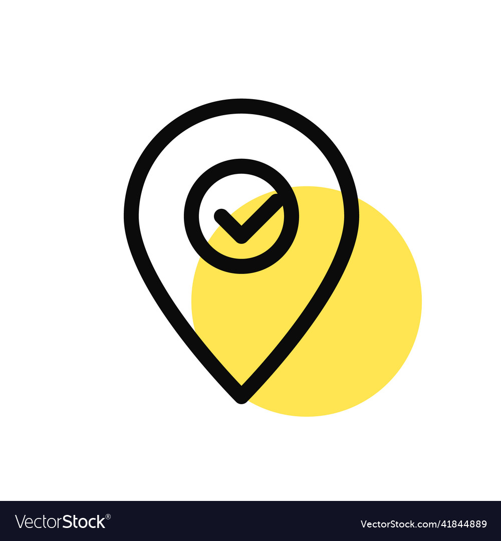 Location approved map pointer minimal line art vector image Location approved map pointer minimal line art