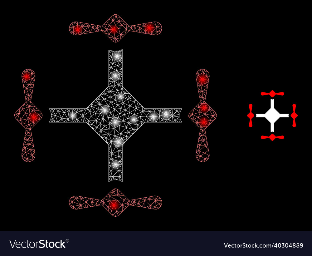 Mesh web quadcopter with glowing wire frame vector image Mesh web quadcopter with glowing wire frame