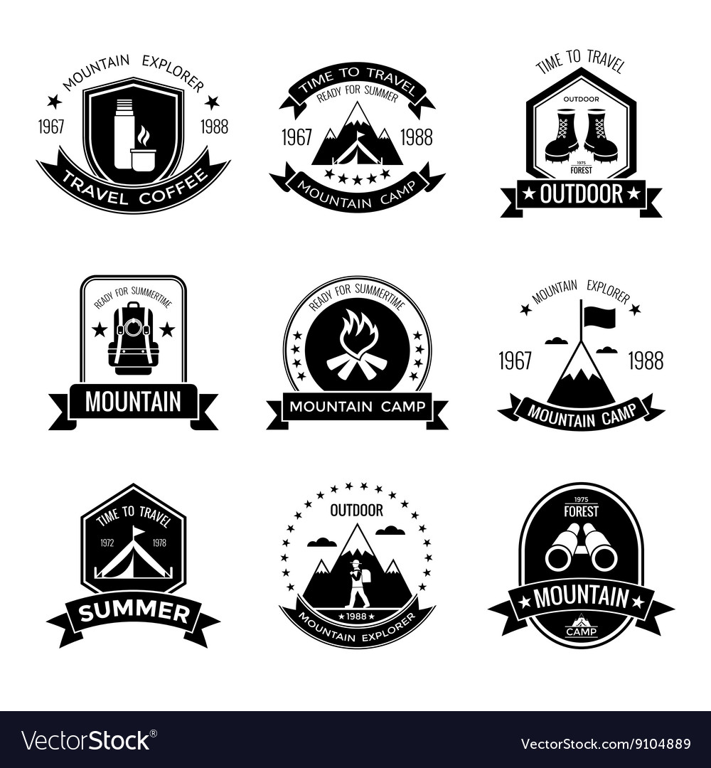 Mountain camp black white emblems
