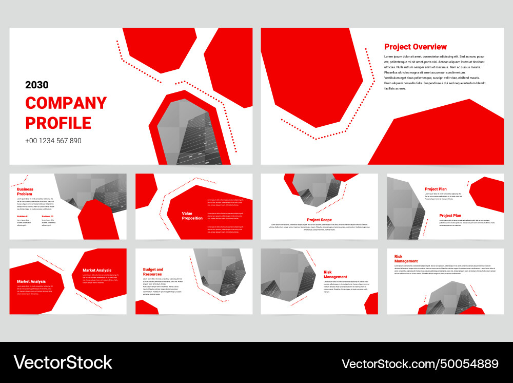 Red modern business work report slide presentation