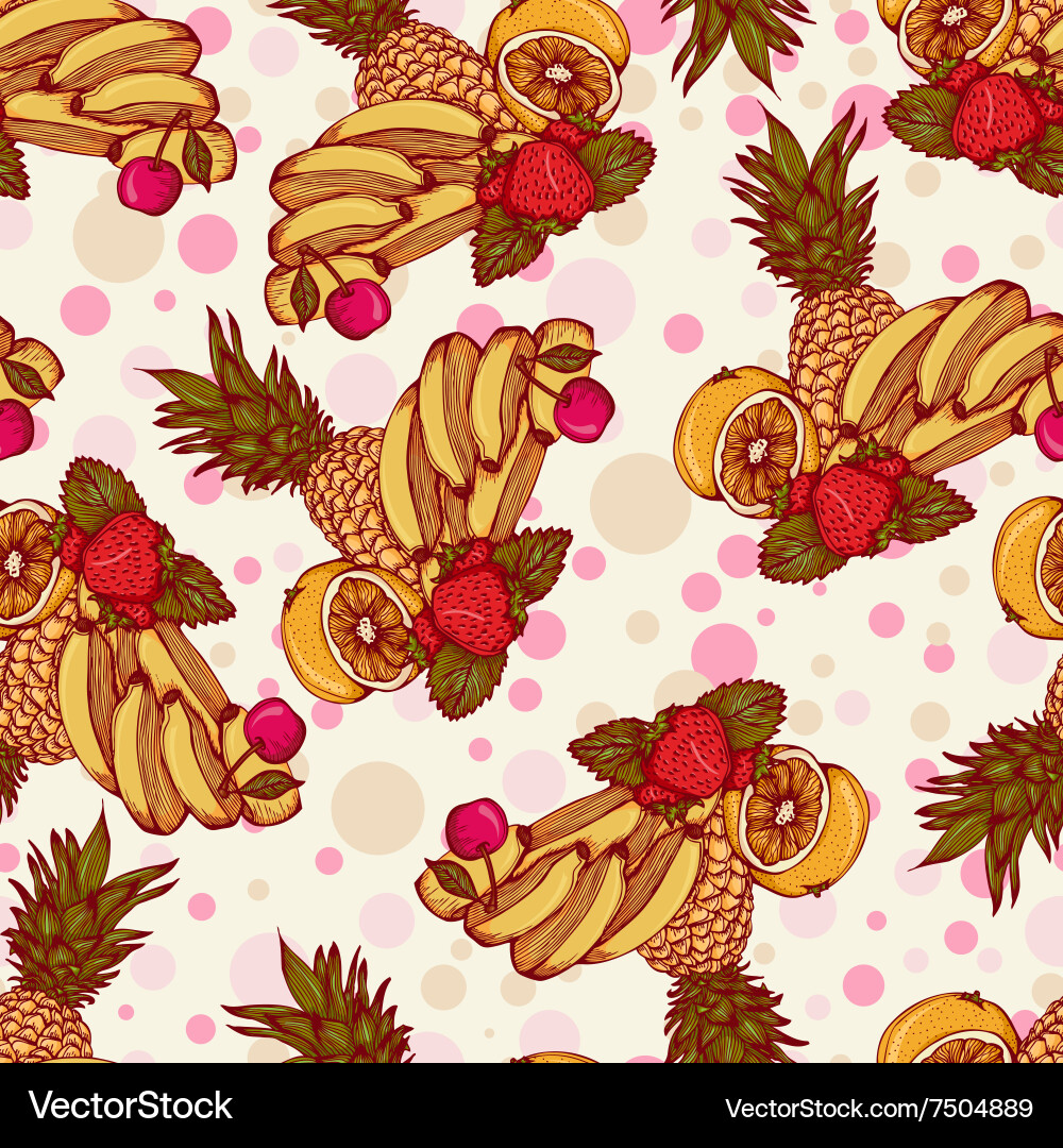 Seamless pattern with tropical fruit Royalty Free Vector