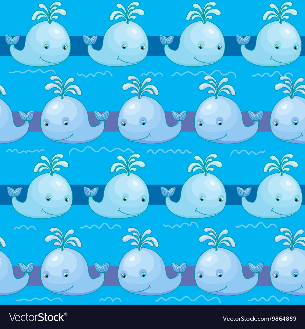 Seamless pattern with whale