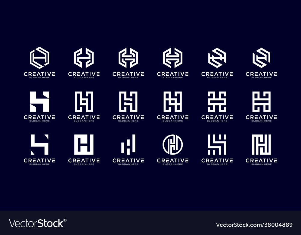 Set initial h abstract logo template