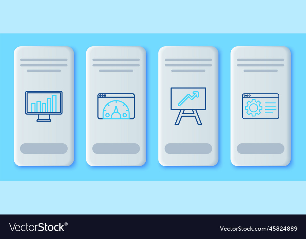 Set line website statistic board with graph chart vector image Set line website statistic board with graph chart