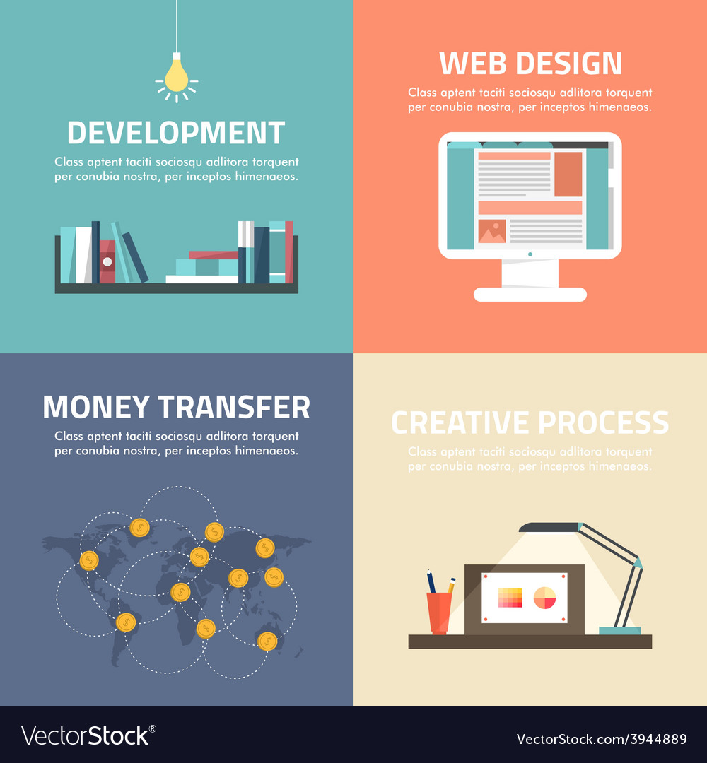 Set of flat design banners development web