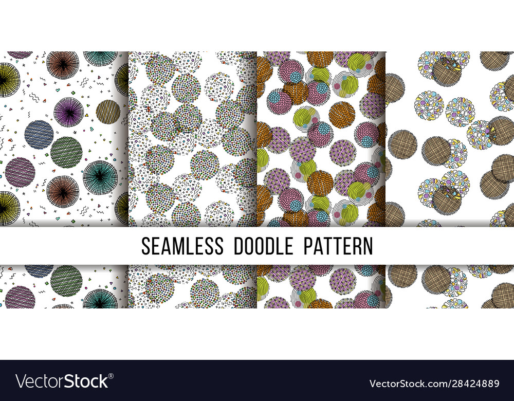 Set seamless grunge dots modern patterns