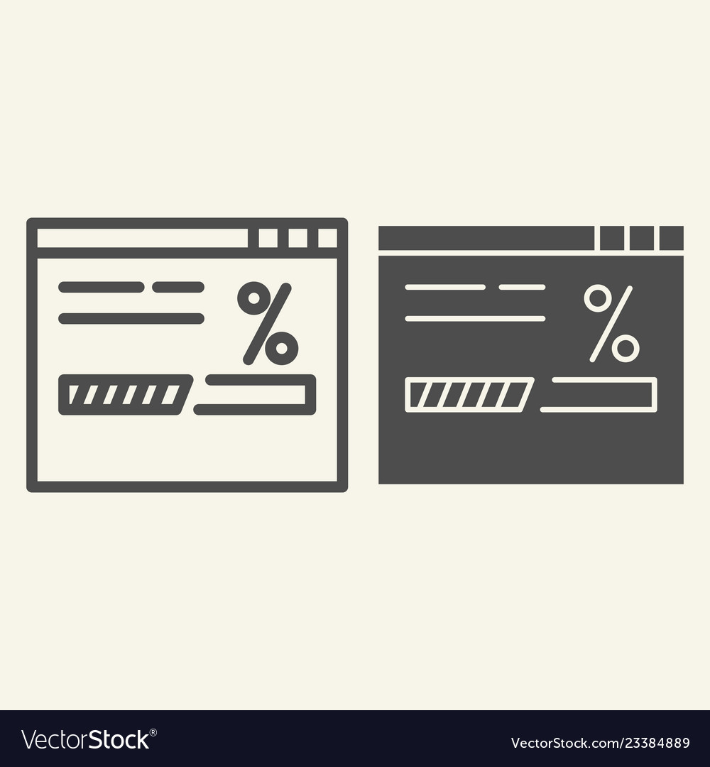 Website loading line and glyph icon browser load vector image Website loading line and glyph icon browser load