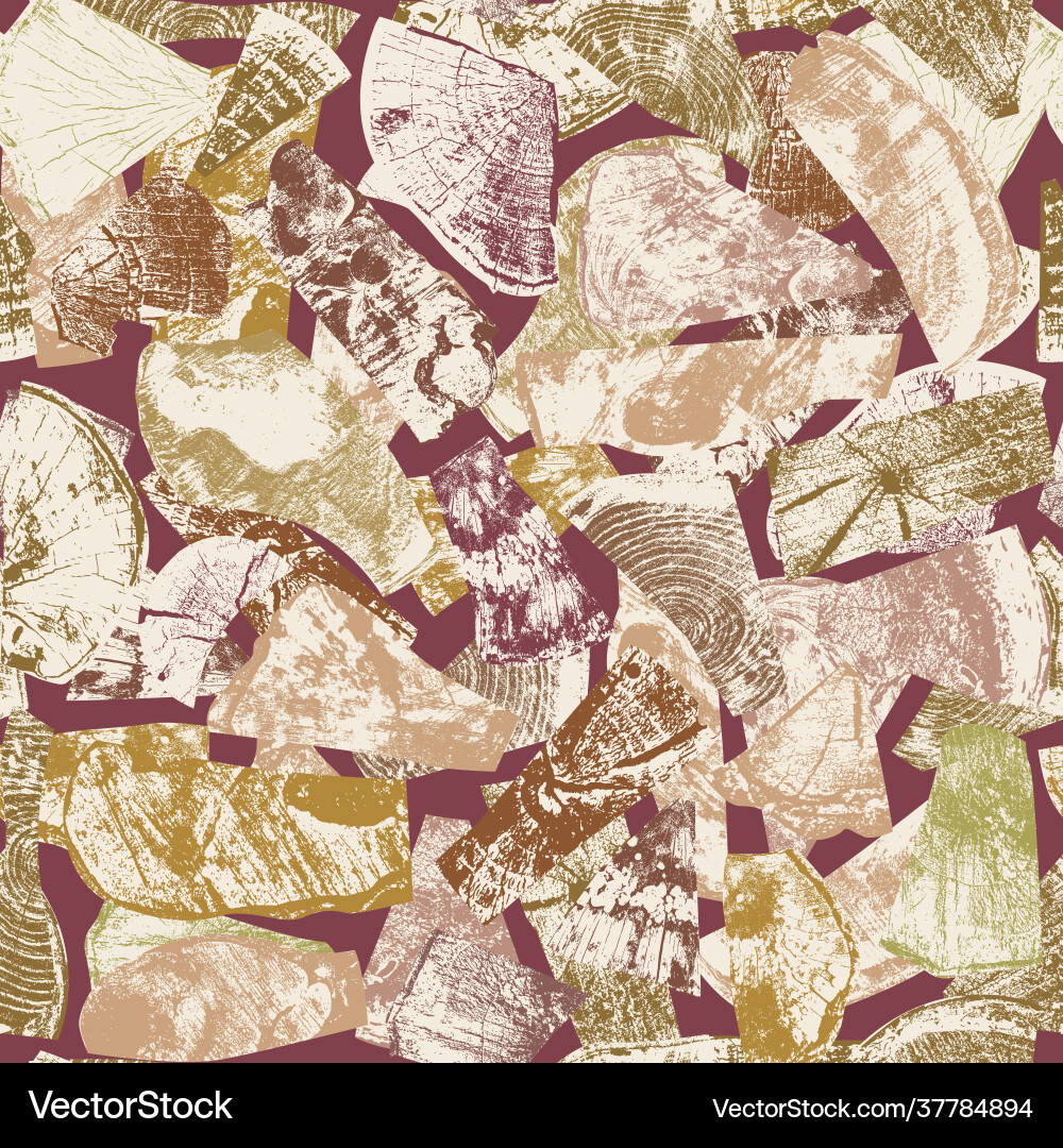 Abstract seamless pattern with wood cuts Vector Image