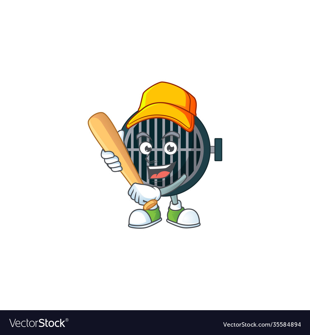 Cartoon design grill playing baseball with stick