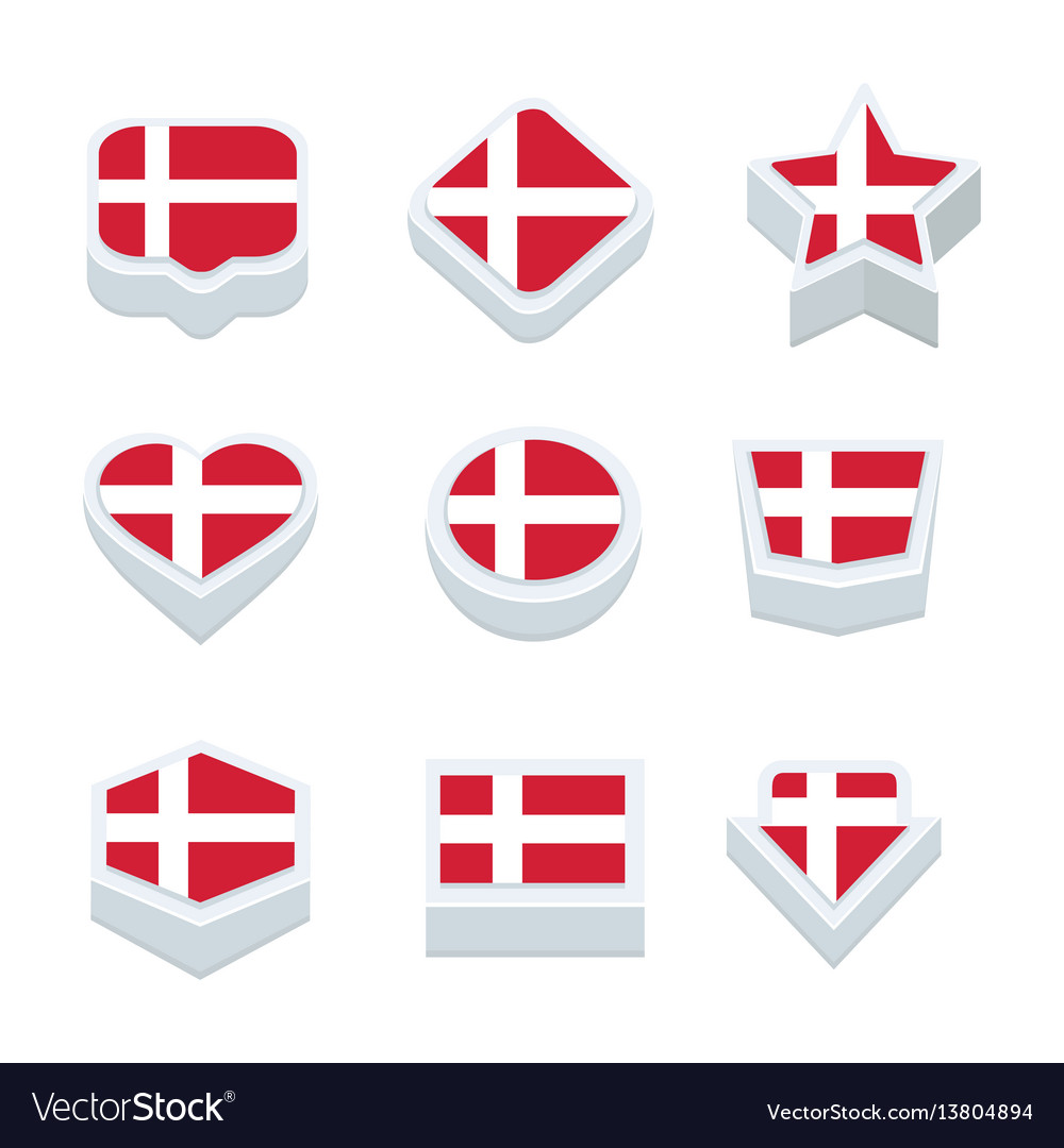 Denmark flags icons and button set nine styles