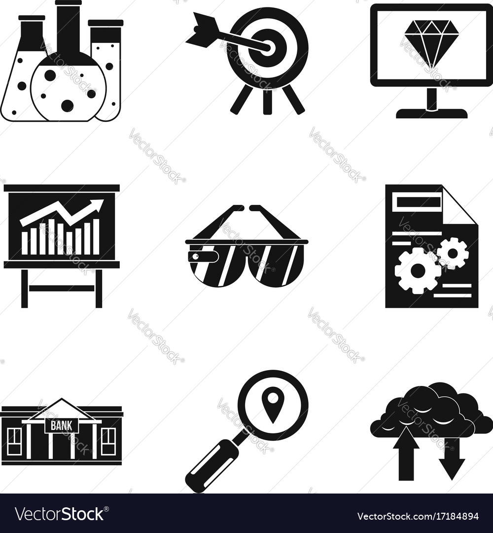 Financial market icons set simple style Royalty Free Vector