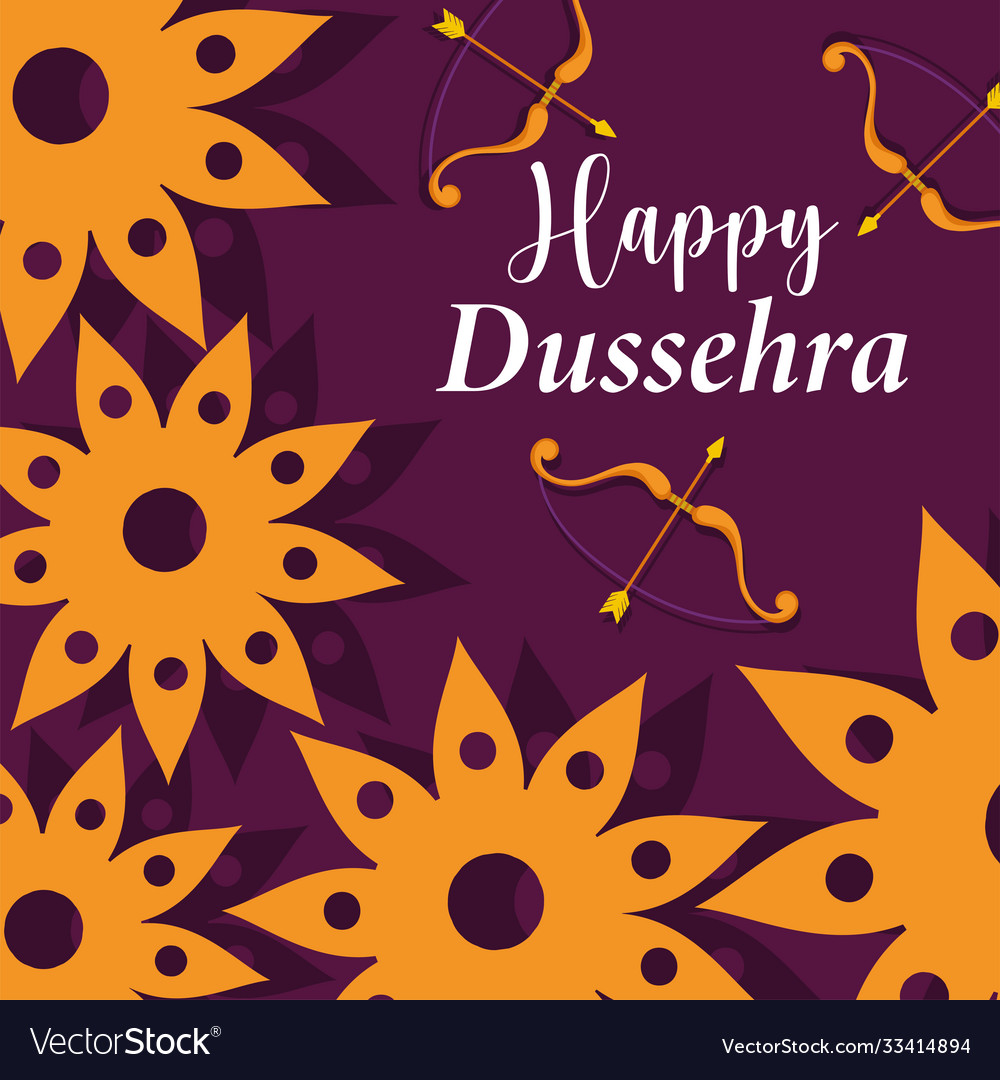 Happy dussehra festival india flowers bow Vector Image