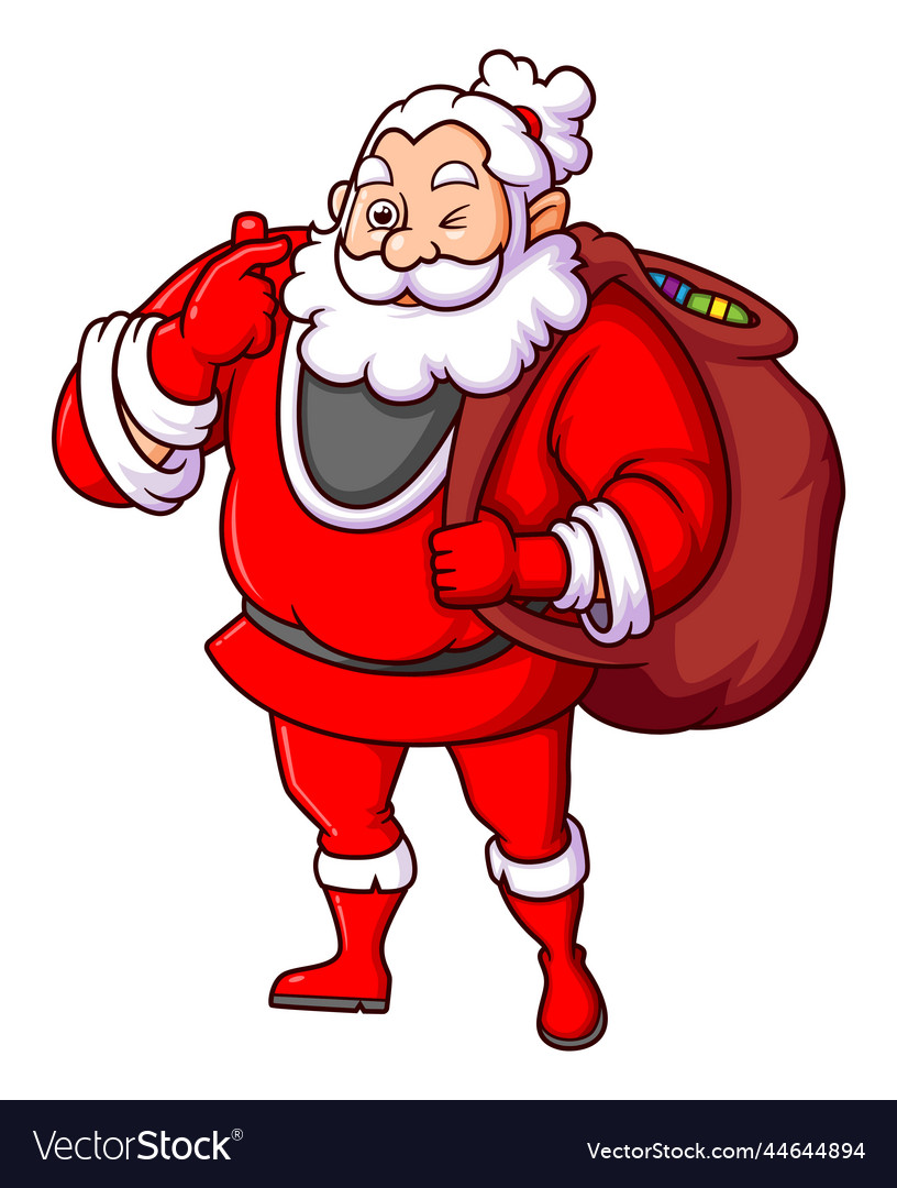 Happy santa claus is with the funny expression Vector Image