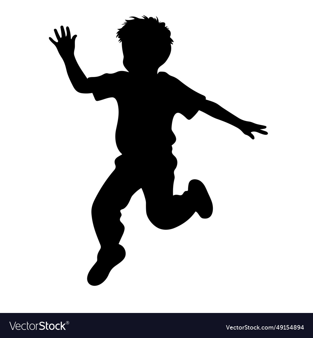 Jumping kid black icon on white background Vector Image