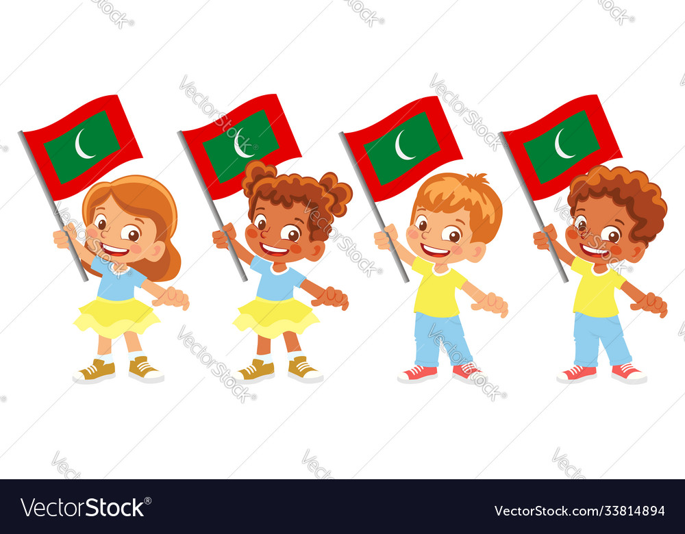 Maldives flag in hand set Royalty Free Vector Image