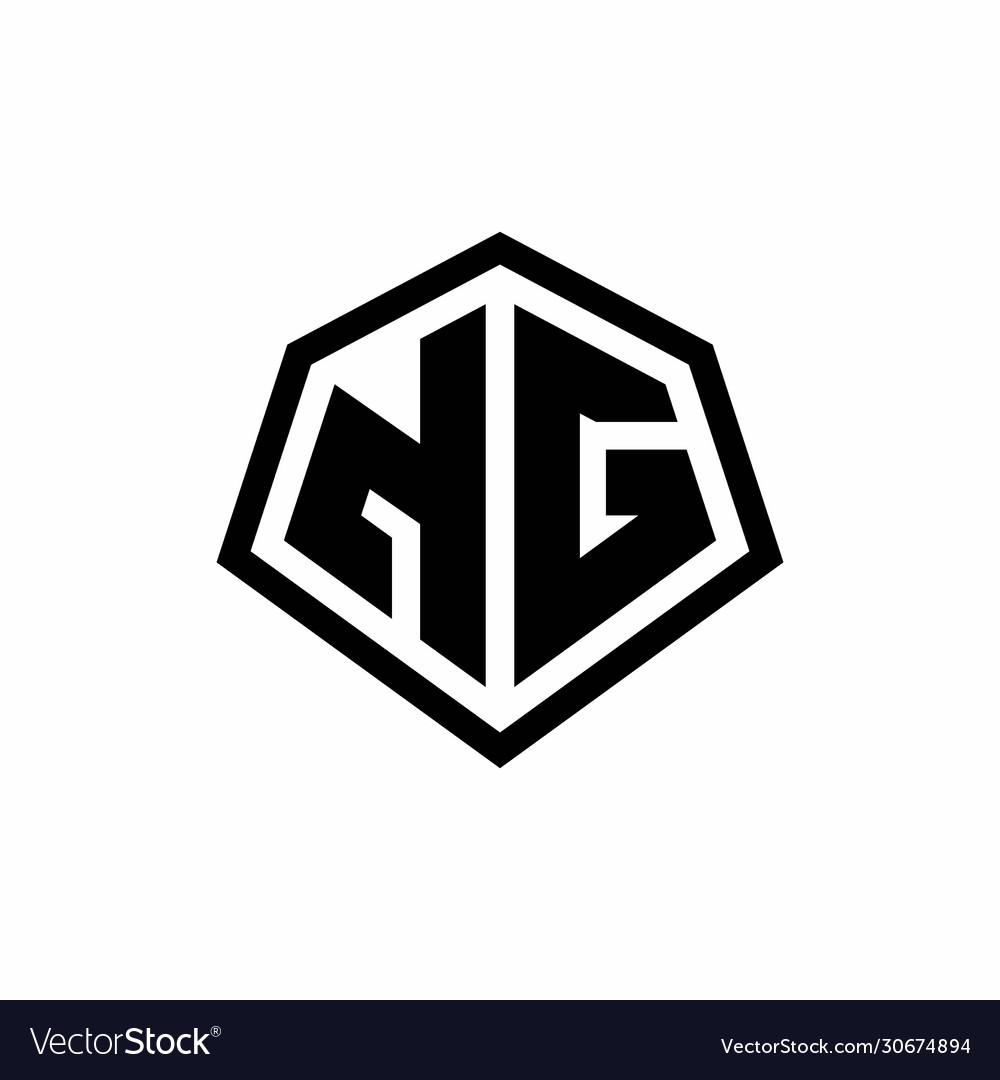 Ng monogram logo with hexagon shape and line