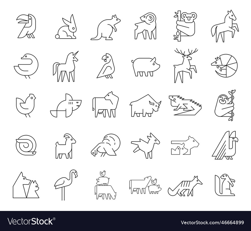 Animals logos collection Royalty Free Vector Image