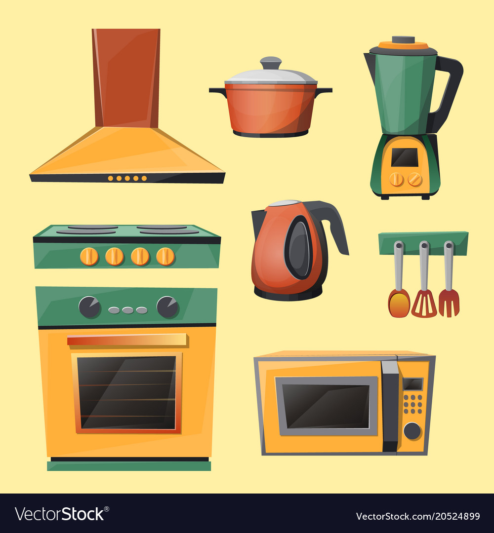 Cartoon Set Of Household Kitchen Appliances Vector 20524899 