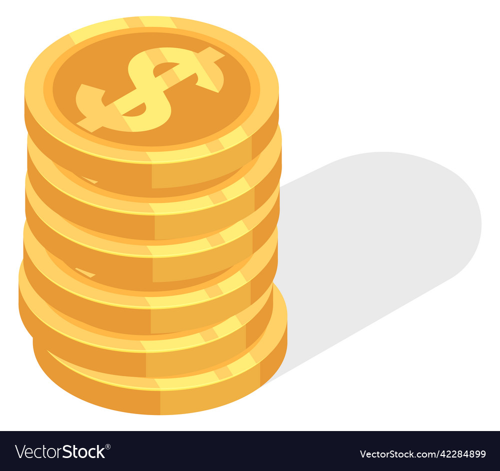 Coin stack icon golden dollar money heap