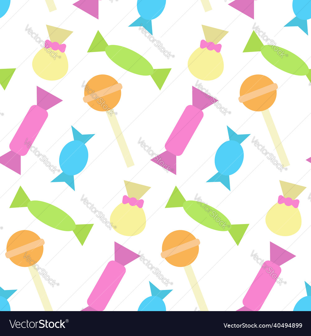 Colorful seamless pattern with different candies