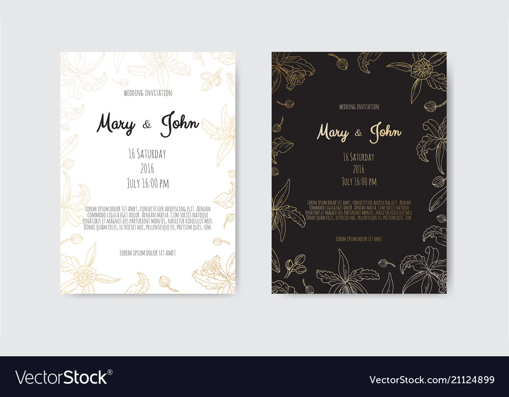 Golden invitation with floral elements Royalty Free Vector