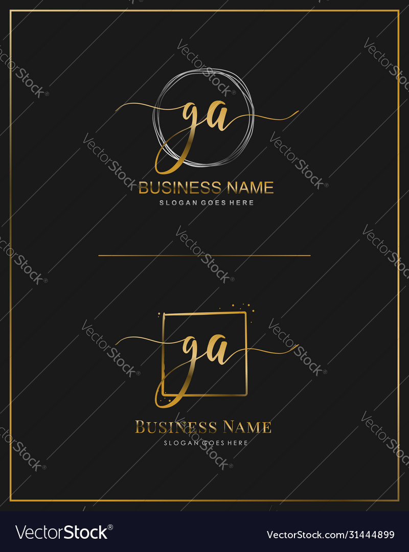 Initial g a ga handwriting logo letter Royalty Free Vector