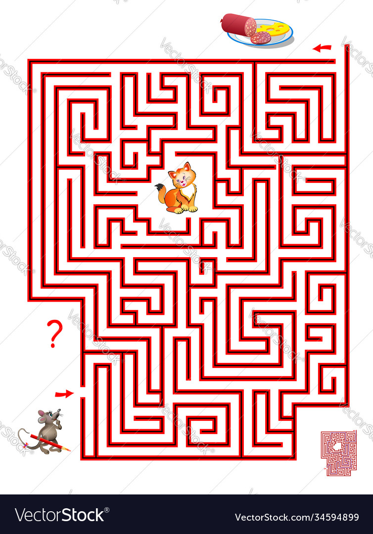 Logic puzzle game with labyrinth for children vector image Logic puzzle game with labyrinth for children