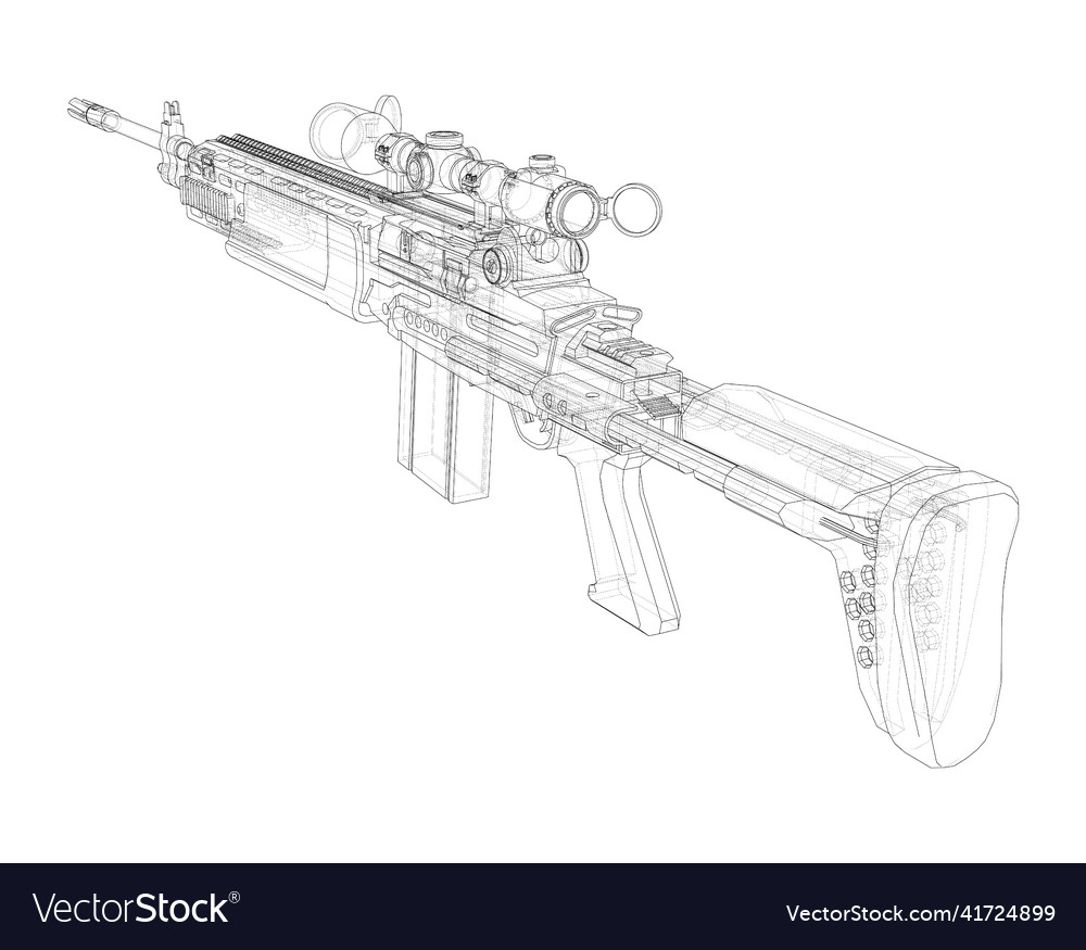 Machine gun rendering of 3d Royalty Free Vector Image