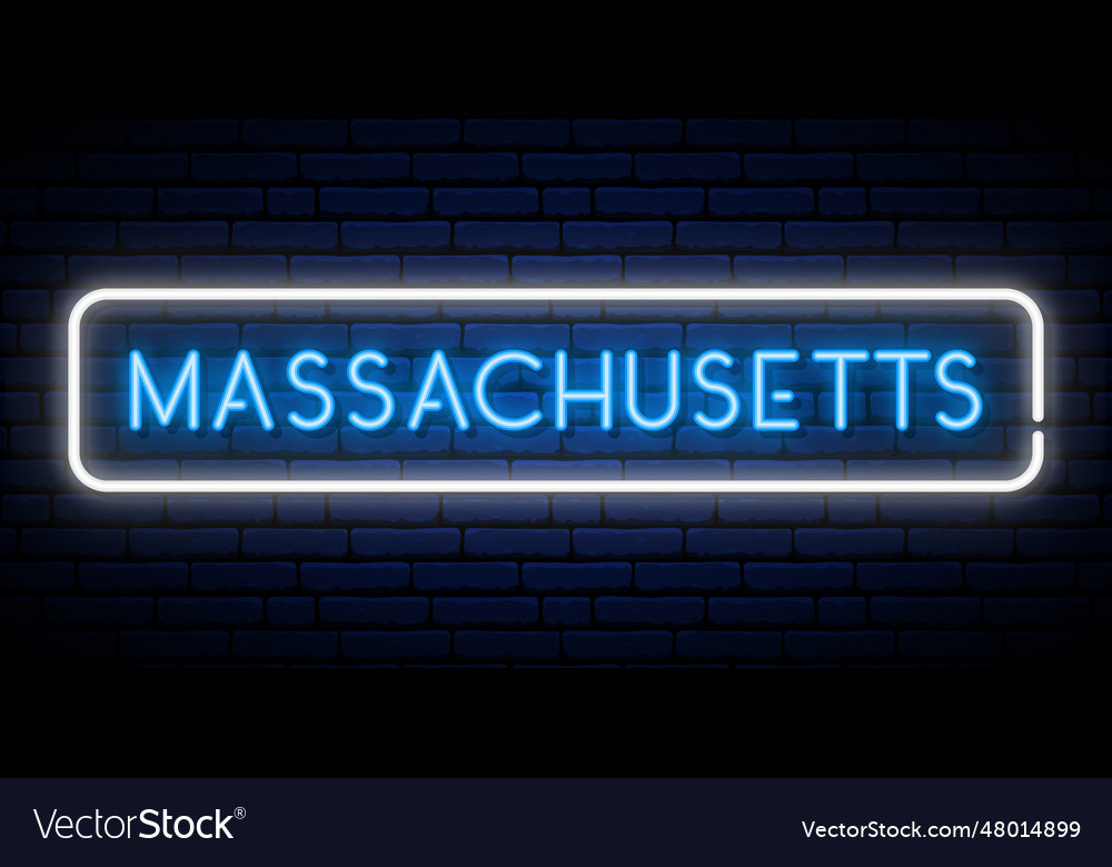 Massachusetts neon signboard leuchtend banner Stock