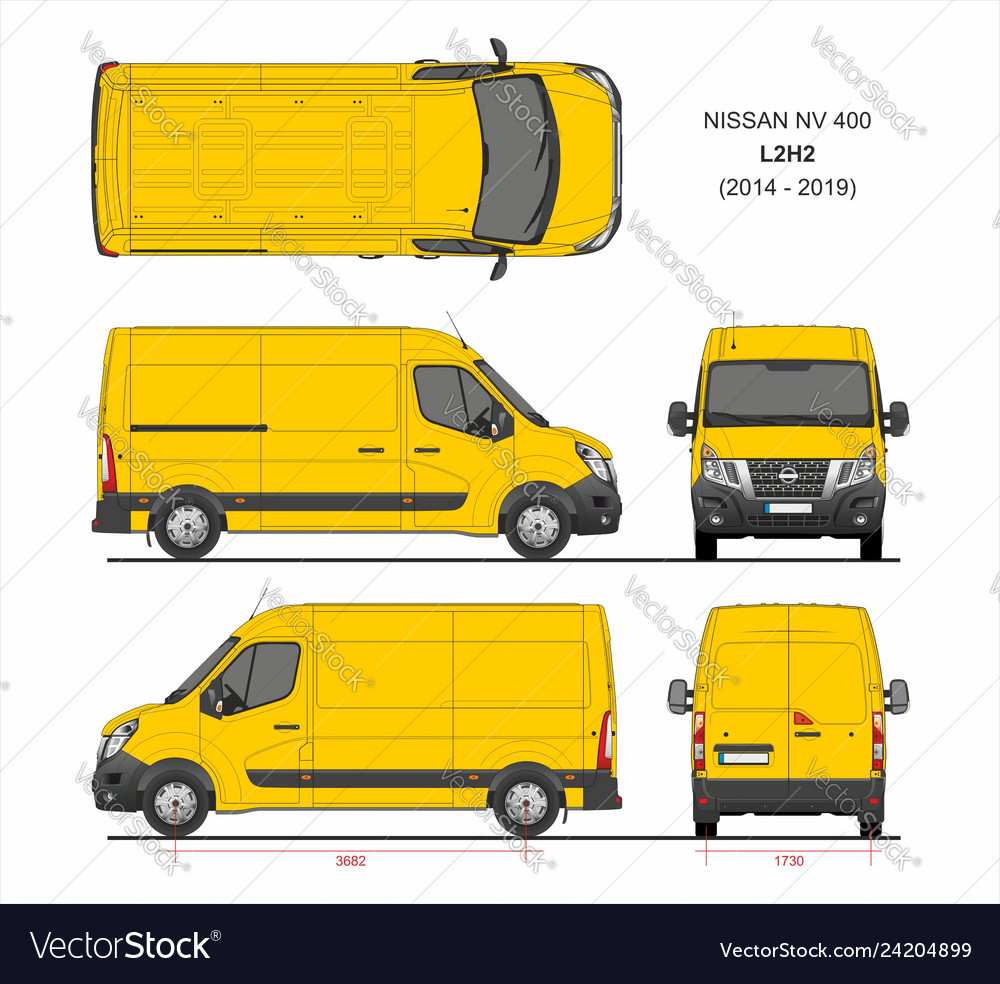 Nissan Nv400 Cargo Delivery Van L2h2 2014 2019 Vector Image 1606