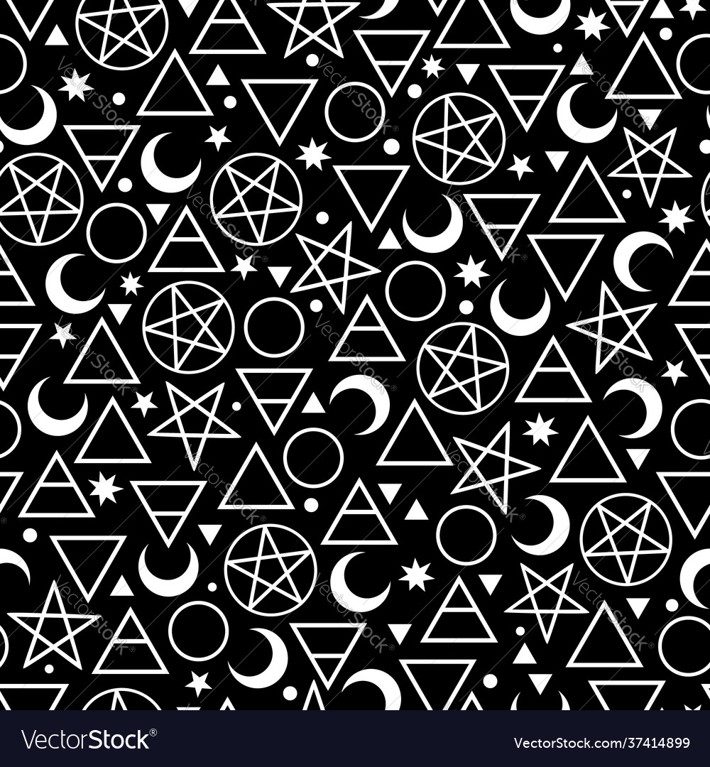 Seamless pattern white alchemical signs vector image Seamless pattern white alchemical signs