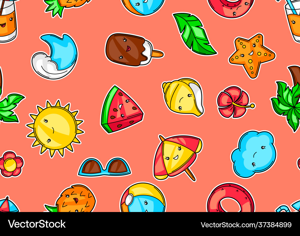 Seamless pattern with summer items vacation Vector Image