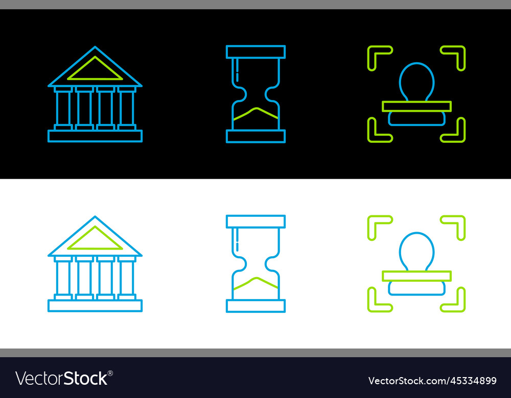 Set line face recognition courthouse building vector image Set line face recognition courthouse building