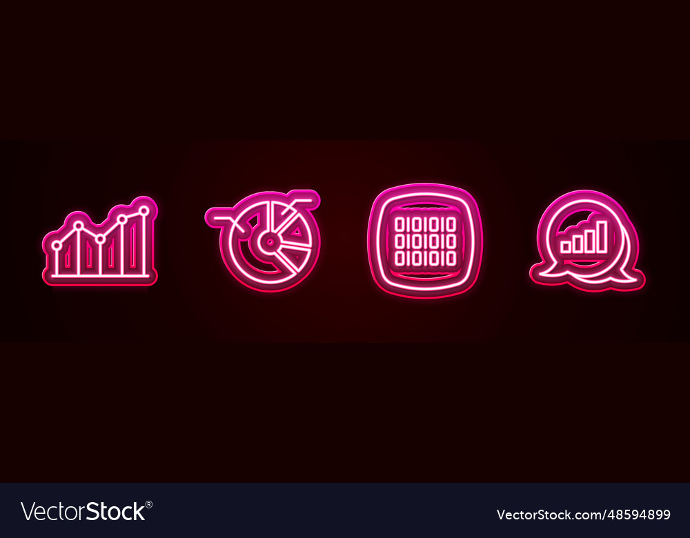 Set line pie chart infographic binary code vector image Set line pie chart infographic binary code