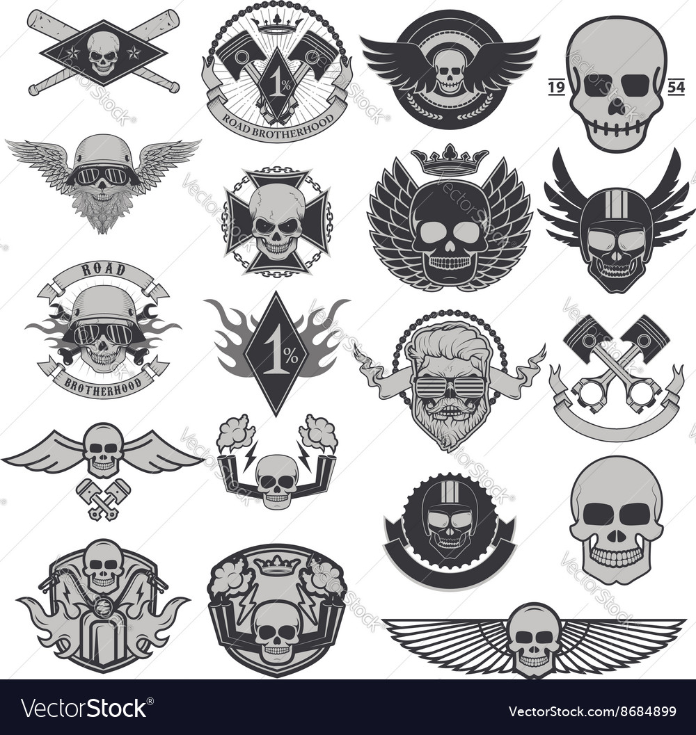 Set of biker labels and emblems Royalty Free Vector Image