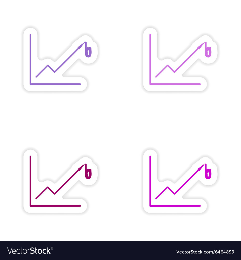 Set of stylish sticker on paper economic graph