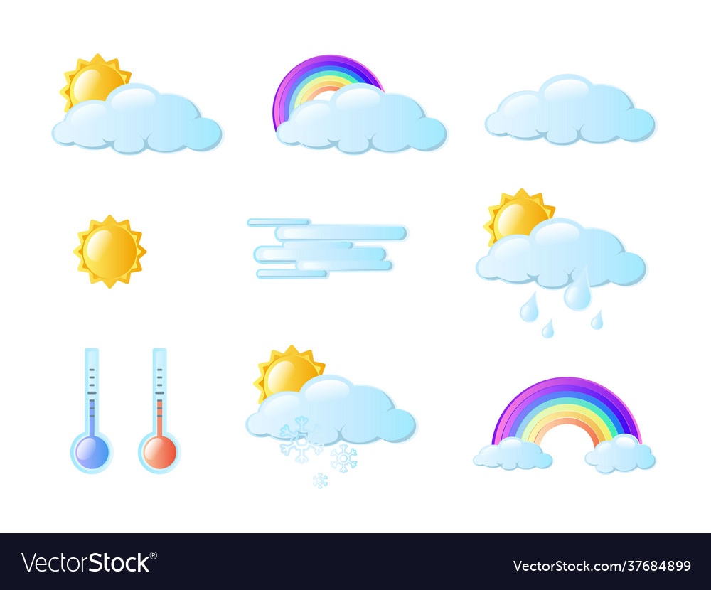Weather icons set vector image Weather icons set