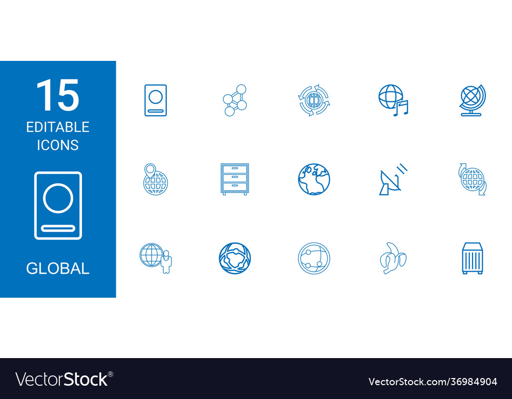 15 global icons Royalty Free Vector Image - VectorStock