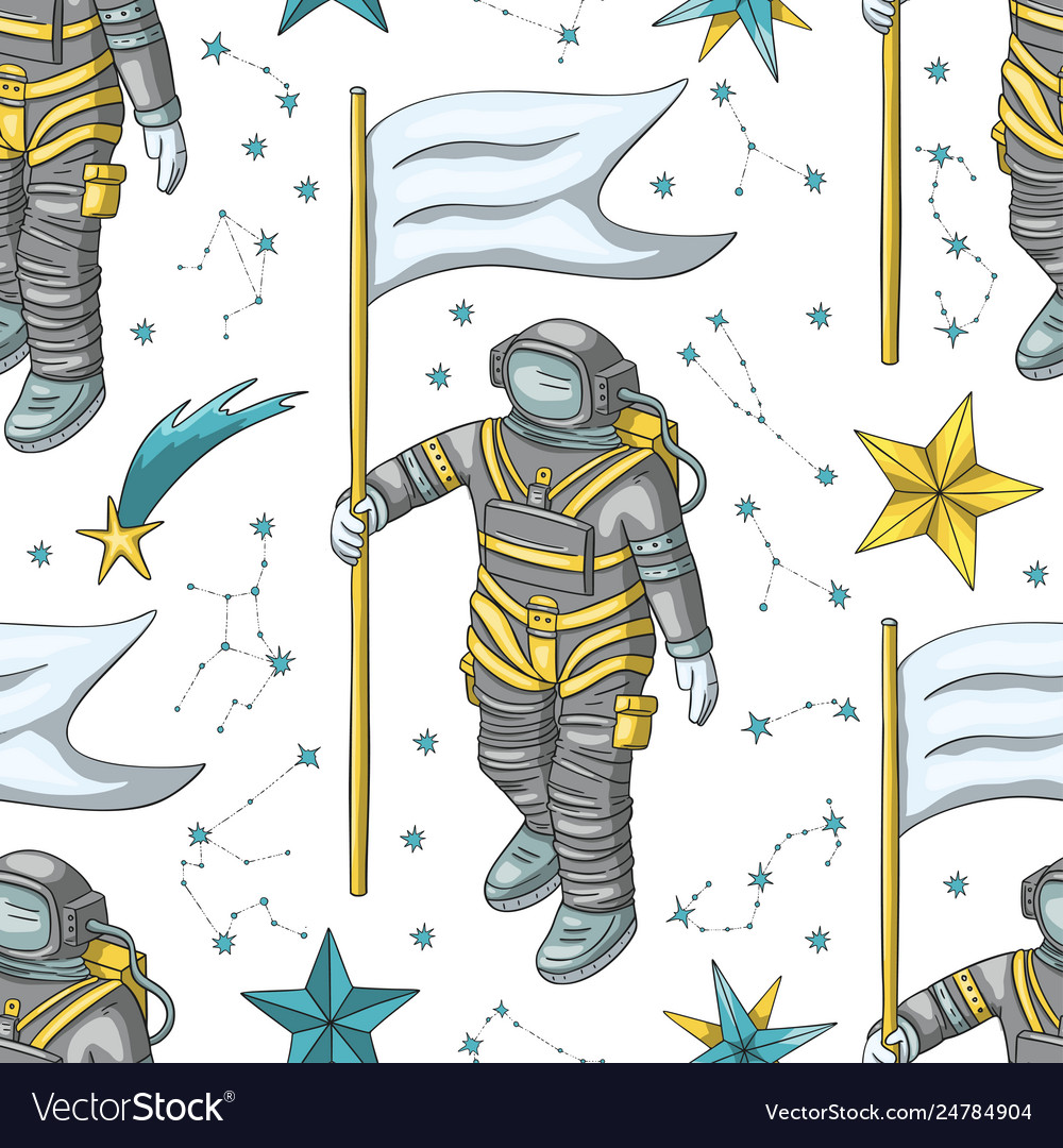Astronaut seamless pattern vector image Astronaut seamless pattern