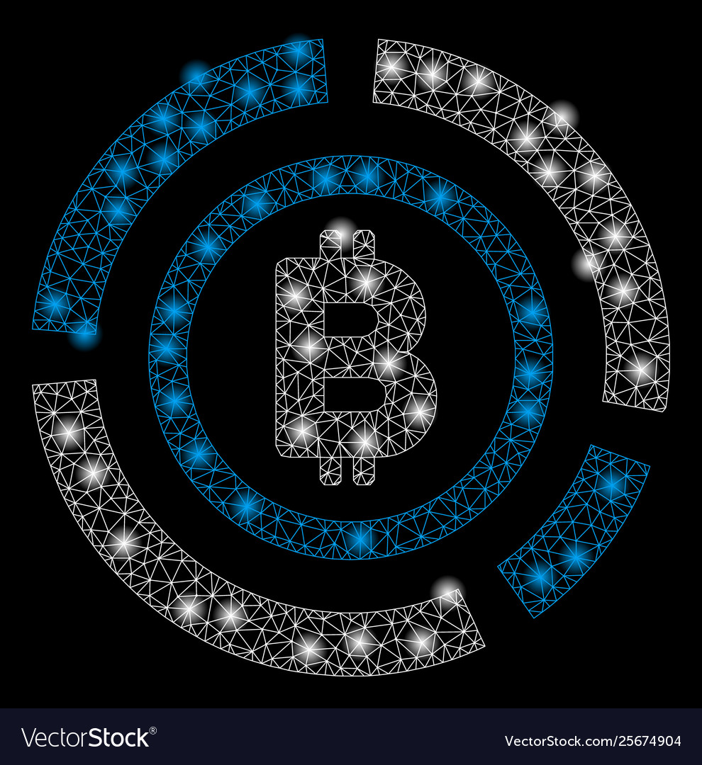 Bright mesh 2d bitcoin circle diagram with flash vector image Bright mesh 2d bitcoin circle diagram with flash