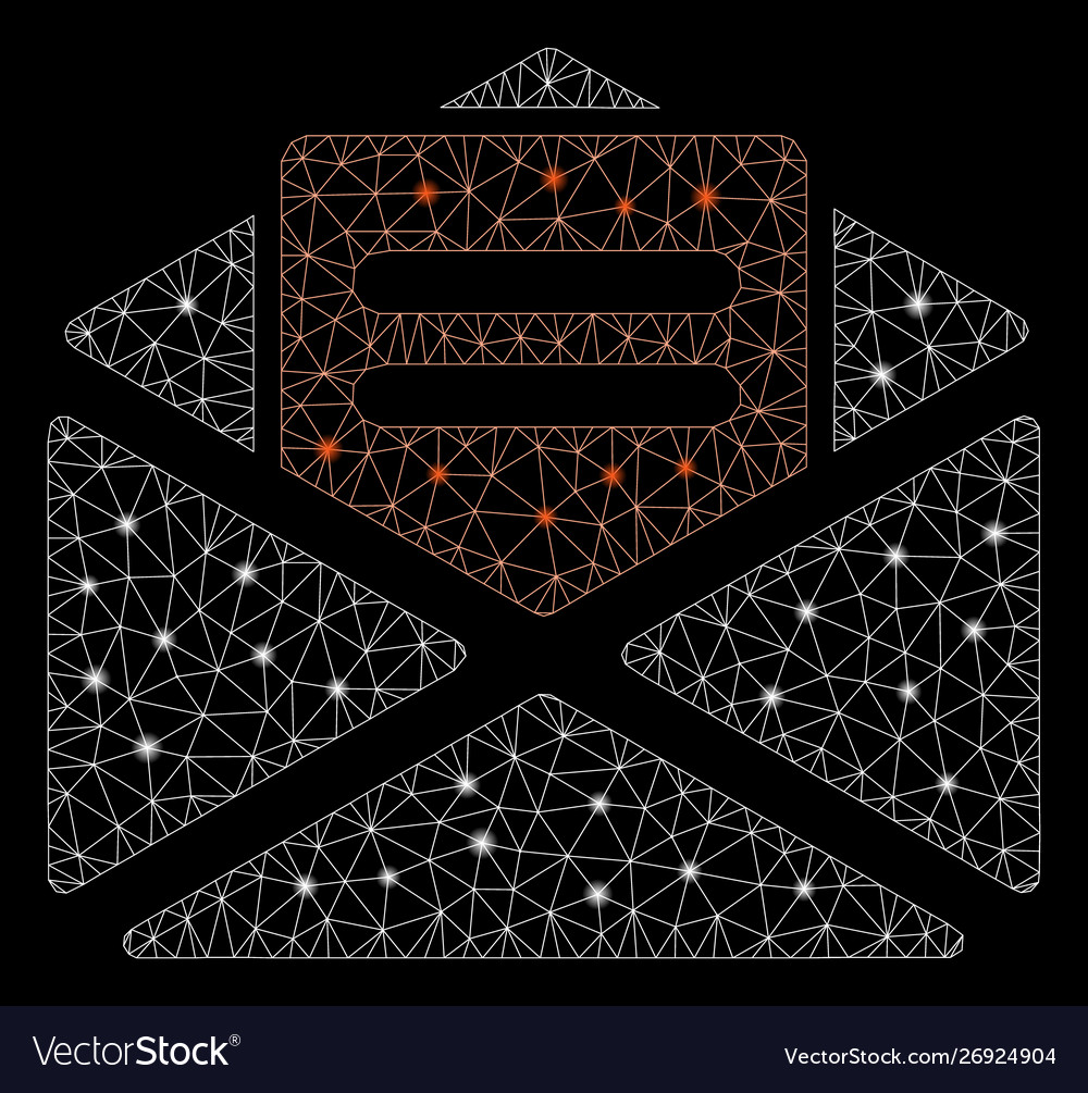 Bright mesh 2d open mail with flare spots vector image Bright mesh 2d open mail with flare spots