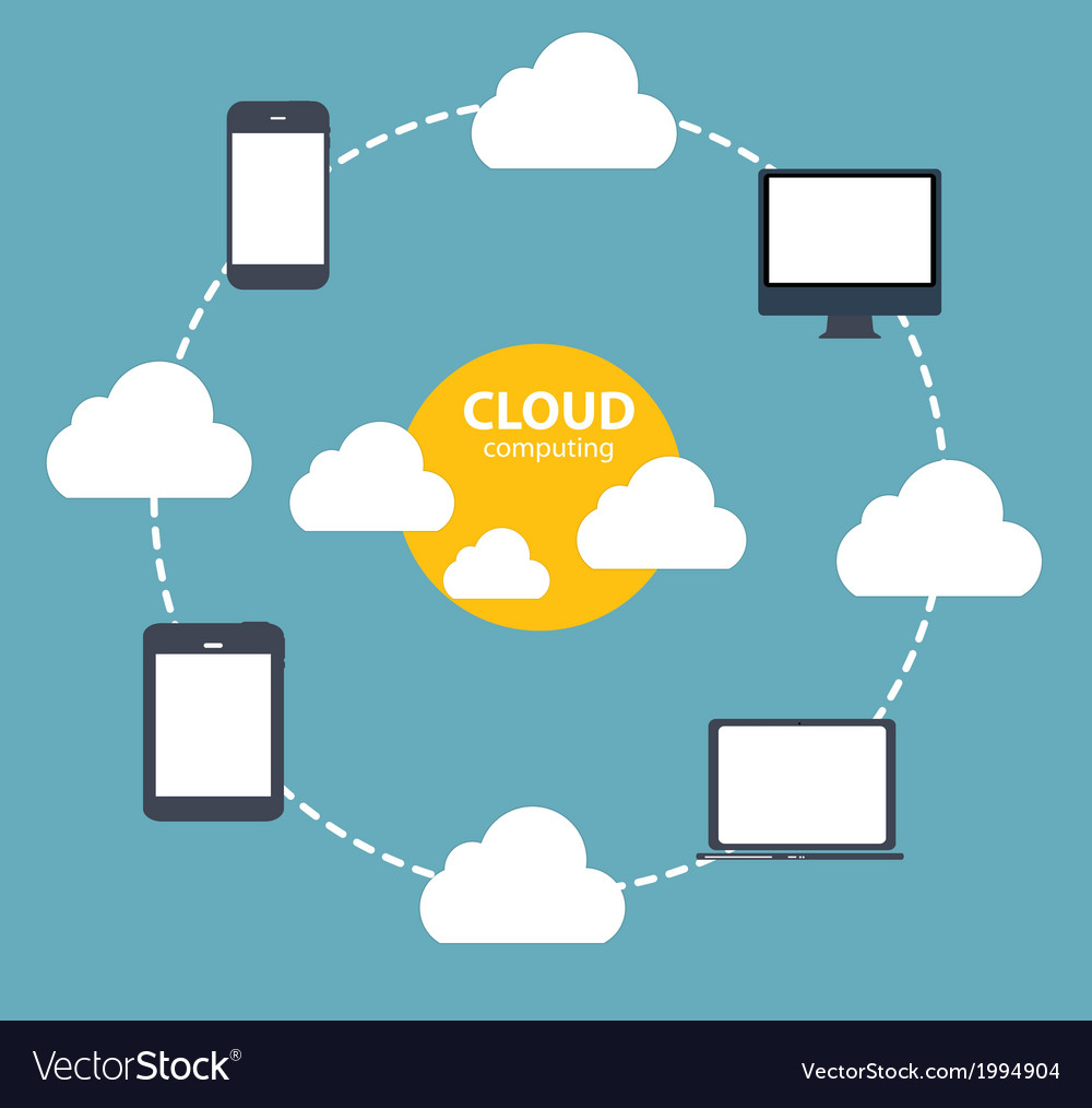 Cloud computing concept on different electronic