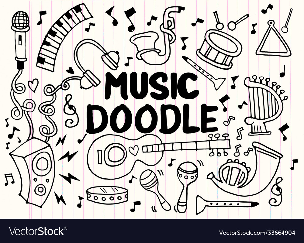 Collection music instruments in circle hand Vector Image