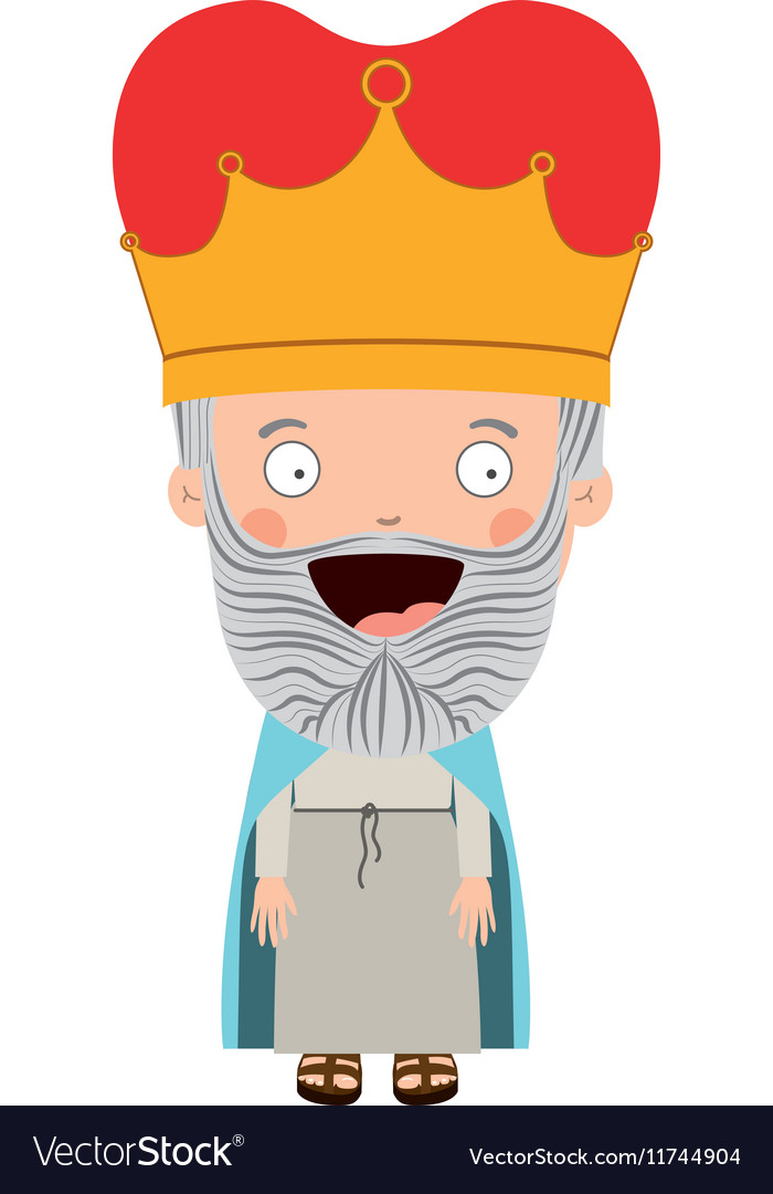 Colorful king with crown and gray beard Royalty Free Vector