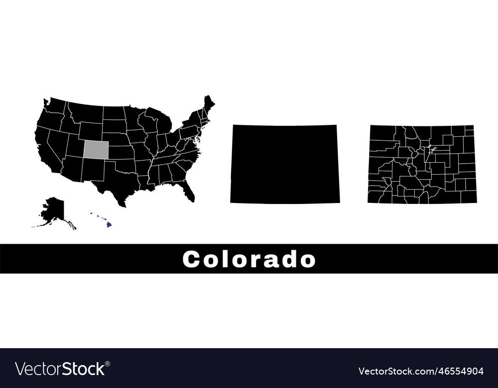 Map of colorado state usa set of colorado maps Vector Image