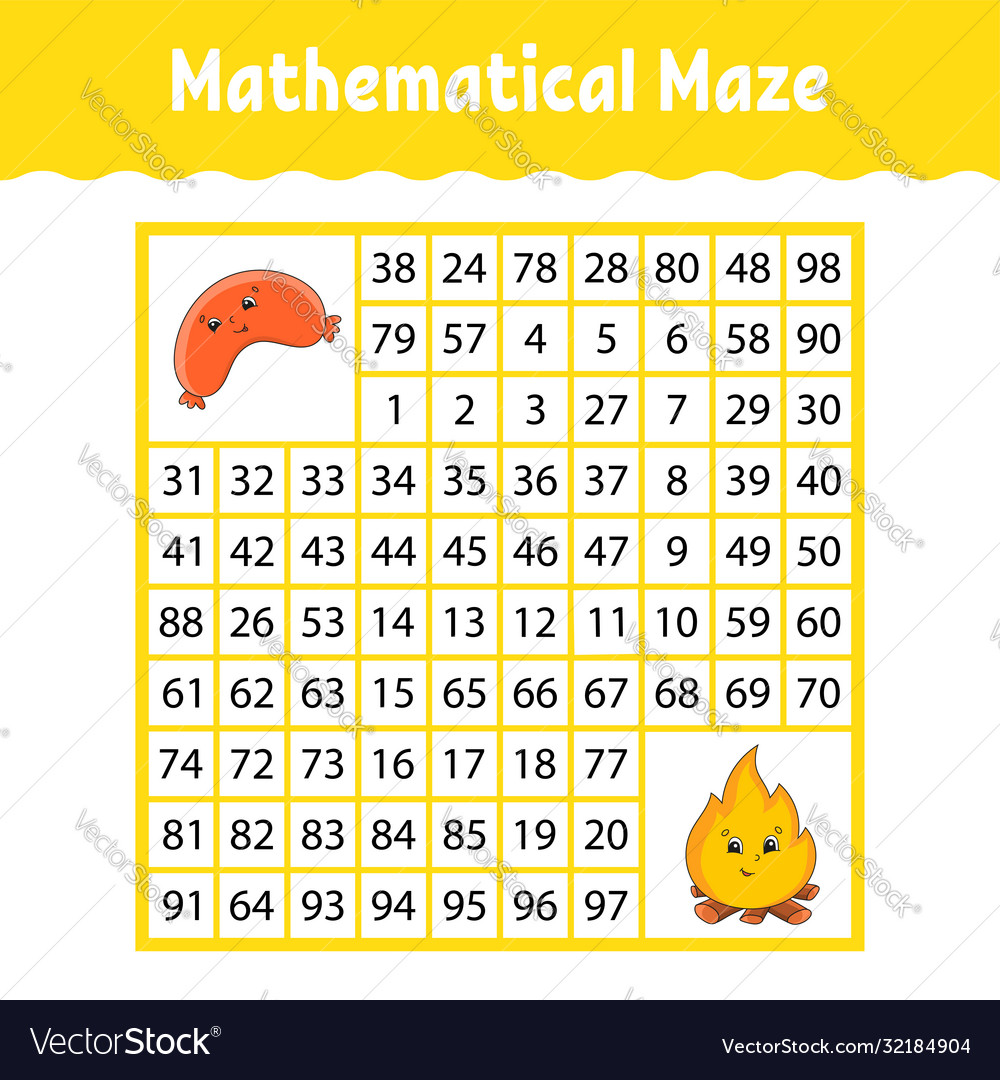 Mathematical square maze game for kids number