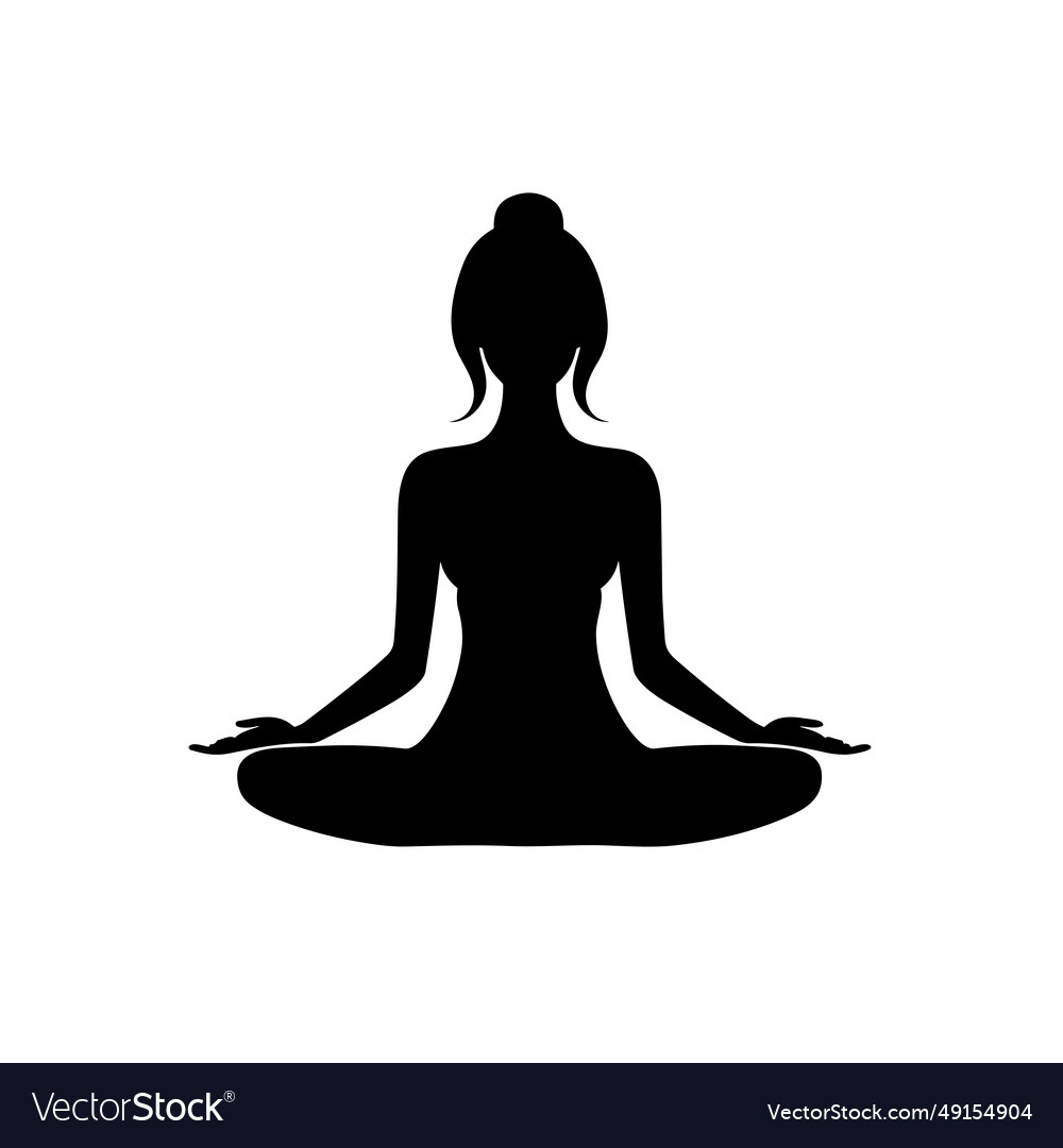 Meditating woman black icon on white background Vector Image