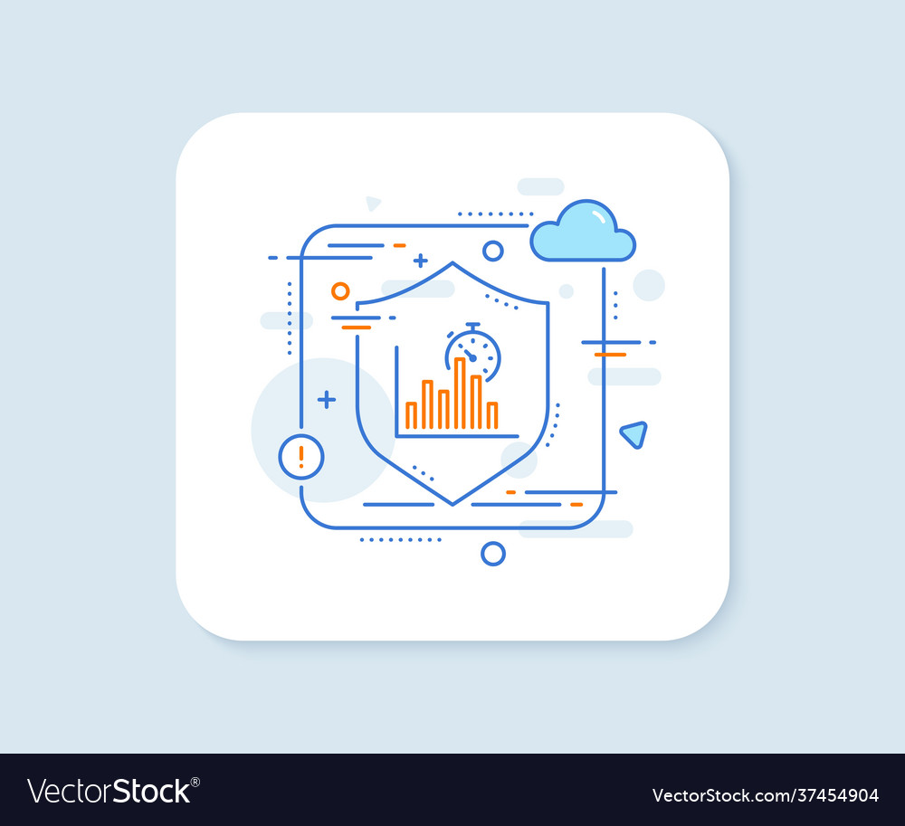 Report timer line icon column graph sign vector image Report timer line icon column graph sign