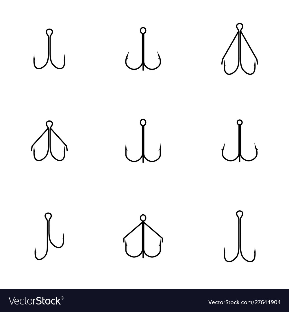 Set different double and triple hooks vector image Set different double and triple hooks